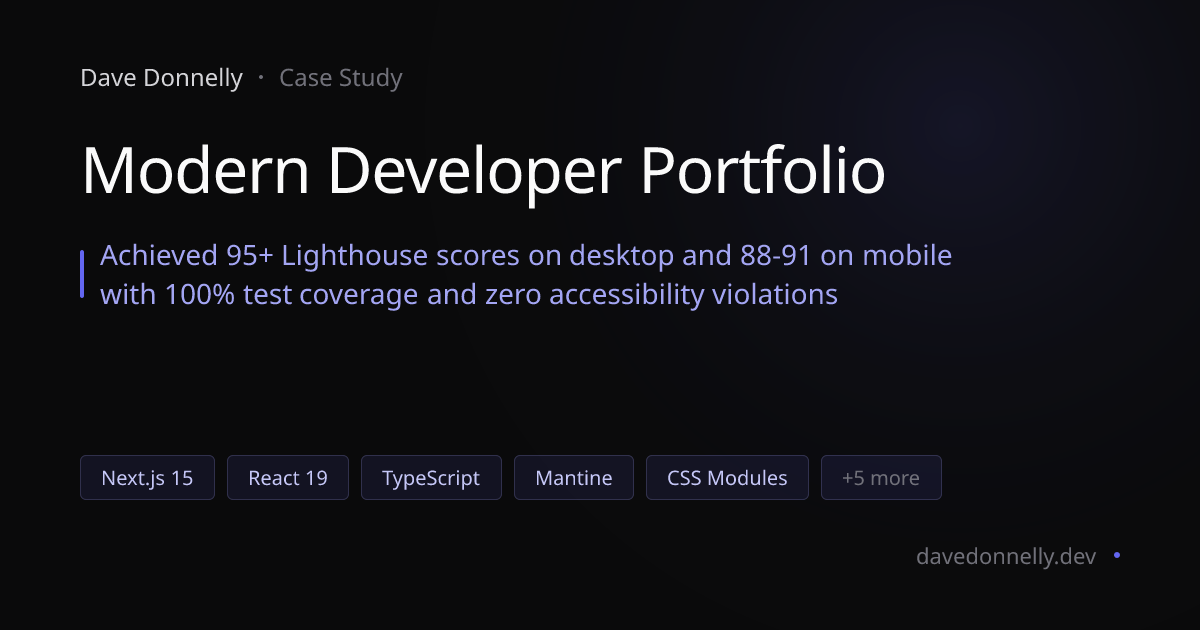 Modern Developer Portfolio | Dave Donnelly - Web Developer | Dave Donnelly